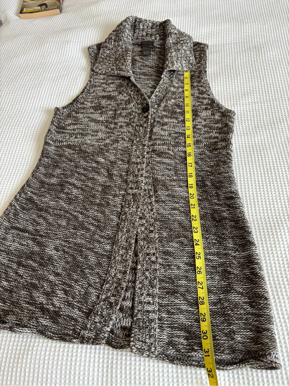 Chico's Marled Brown & Cream Shawl-Collar Cardigan